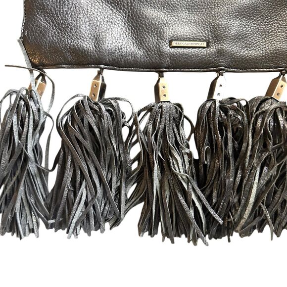 REBECCA MINKOFF‎ Kinga Leather Tassel Clutch Black - Picture 7 of 7